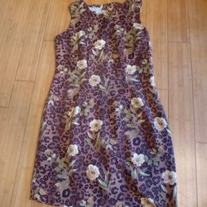 DRESS BARN FLORAL LEOPARD SHIFT DRESS MED